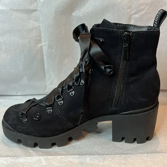 Schutz Xayane black suede combat style platform boots
