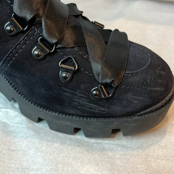 Schutz Xayane black suede combat style platform boots