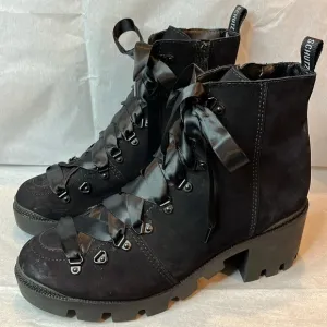 Schutz Xayane black suede combat style platform boots