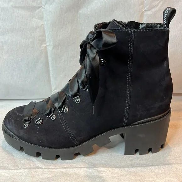 Schutz Xayane black suede combat style platform boots
