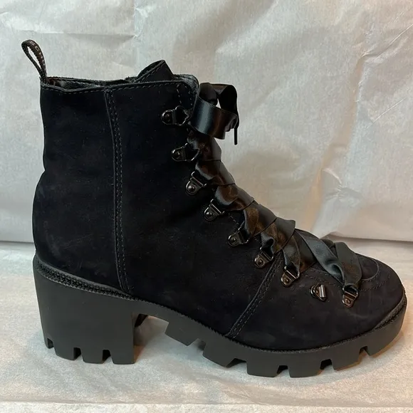 Schutz Xayane black suede combat style platform boots