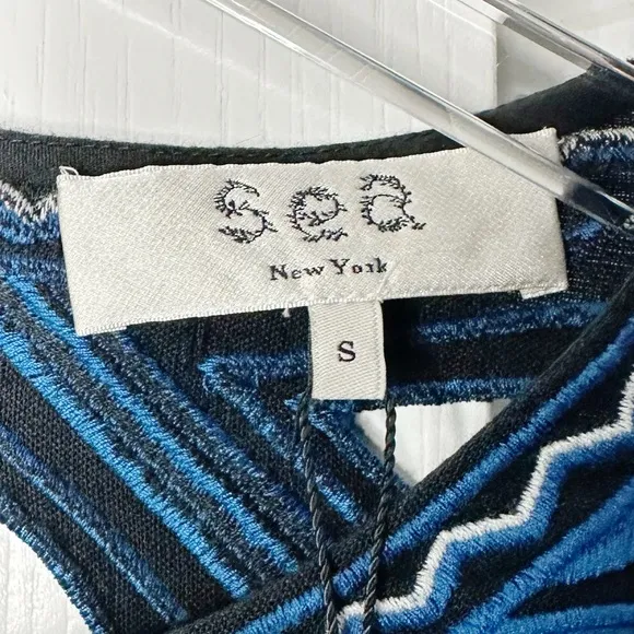 SEA NY Blue Gael Applique Long Sleeve Tunic Dress Size Small NWT
