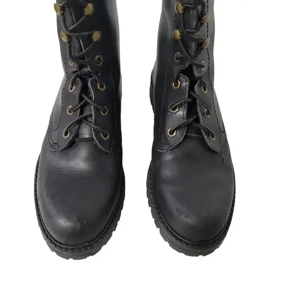Sebago Drysides Black Leather Combat Moto Boots 7
