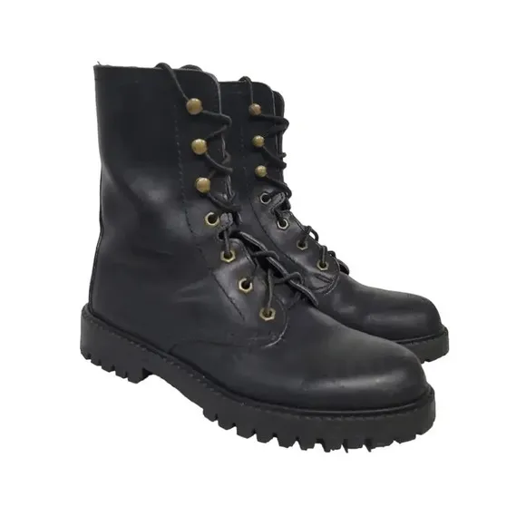 Sebago Drysides Black Leather Combat Moto Boots 7