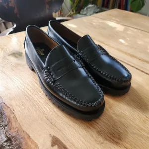 Sebago Womens Dan Lug Loafer Moccasins Black Full Grain Leather Size 10.5 NEW
