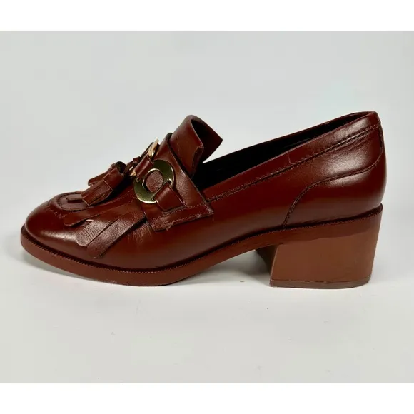 See By Chloé Brown ‘Lyvi’ Leather Pumps Fringed Tassel Detail