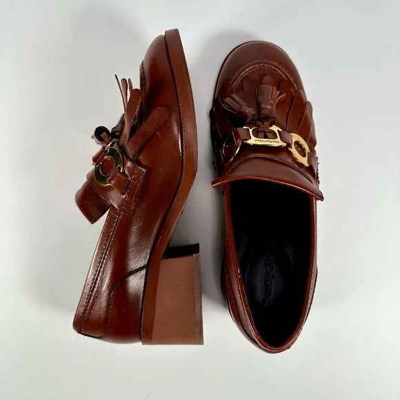 See By Chloé Brown ‘Lyvi’ Leather Pumps Fringed Tassel Detail