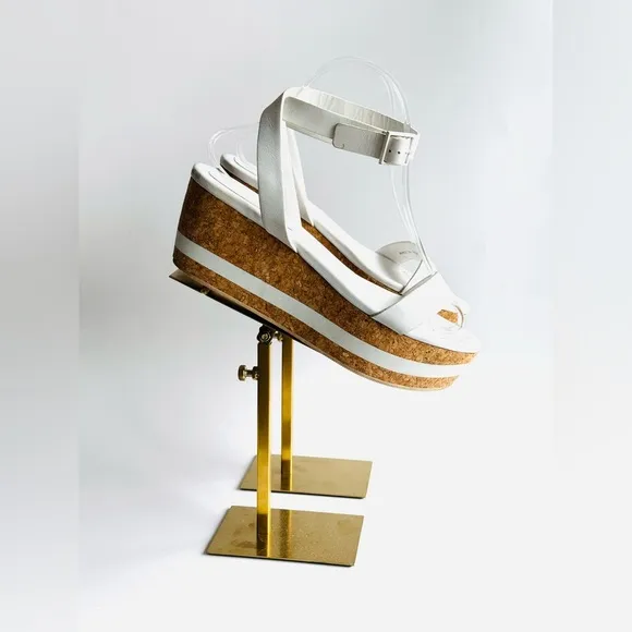 See by Chloe white platform cork wedges sandals 38.5