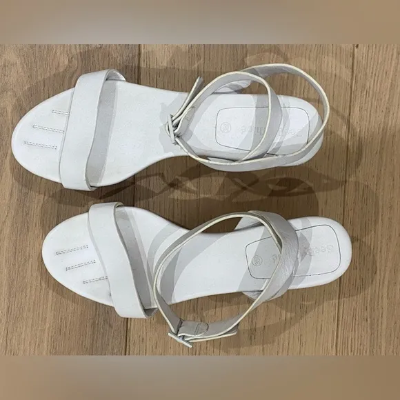 See by Chloe white platform cork wedges sandals 38.5