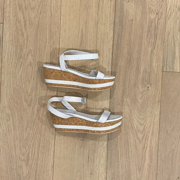 See by Chloe white platform cork wedges sandals 38.5