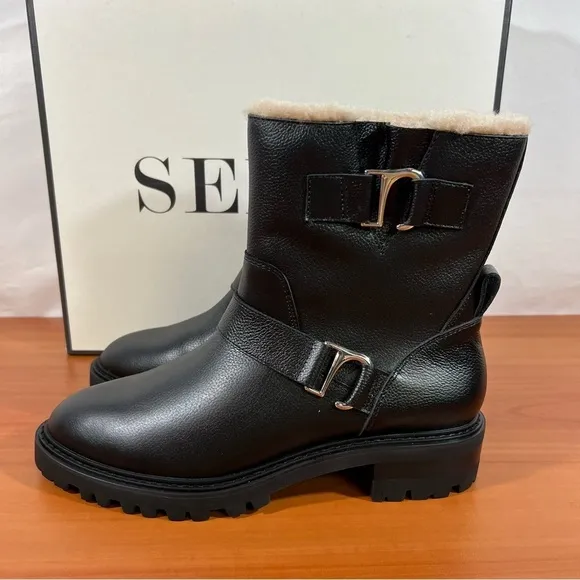 SENSO Mona Moto Women’s Black Leather Boots Size 38 aka Size 8 #B1233