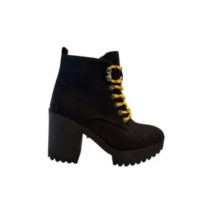 Seven7 Women's Black Platform Chunky Heel Boots Size 8 Lace-Up Casual Combat