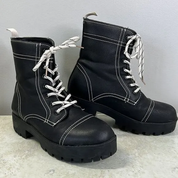 Seven7 Black Combat Boots Size 8