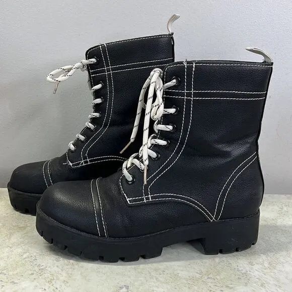 Seven7 Black Combat Boots Size 8