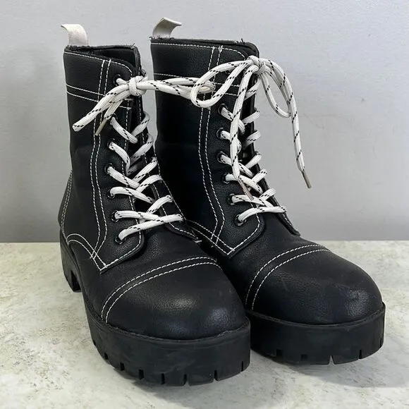 Seven7 Black Combat Boots Size 8