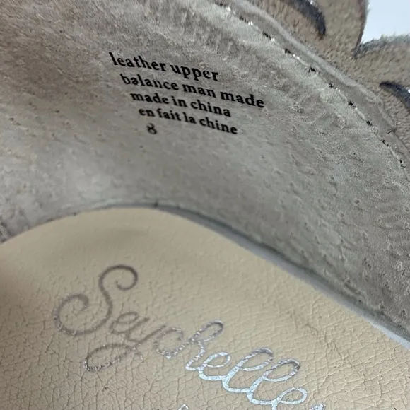Seychelles Anthropologie D’Orsay Silver Sparkle Scalloped Edge Pointed Toe Flats