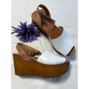 Seychelles Leather Platform Wedge Sandals Size 7 Made In Italy