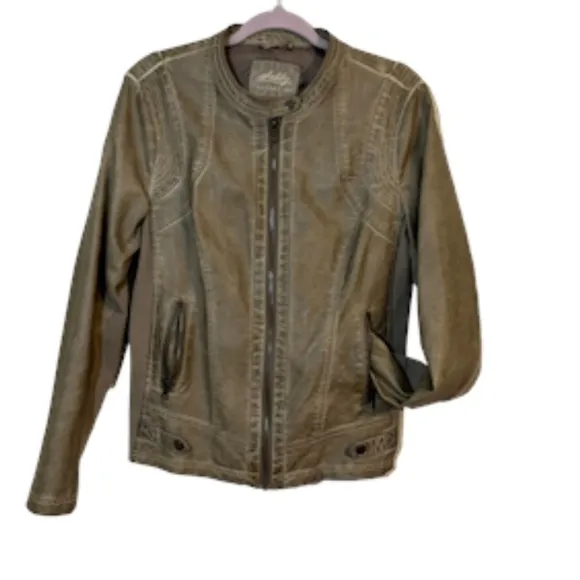 Shelby Collection Women Jacket Size L Brown Leather Moto Full Zip Motorcycle