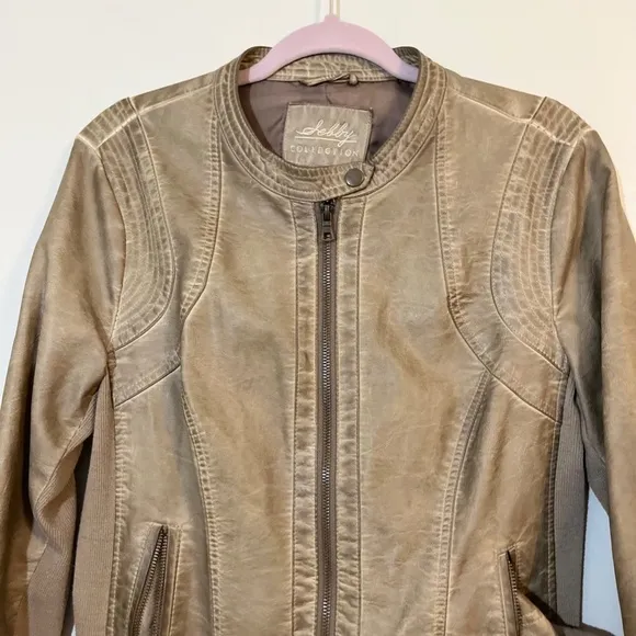 Shelby Collection Women Jacket Size L Brown Leather Moto Full Zip Motorcycle