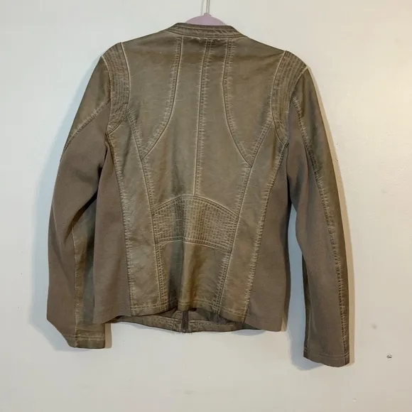 Shelby Collection Women Jacket Size L Brown Leather Moto Full Zip Motorcycle