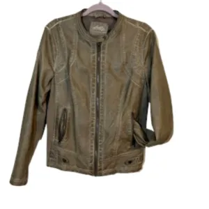Shelby Collection Women Jacket Size L Brown Leather Moto Full Zip Motorcycle