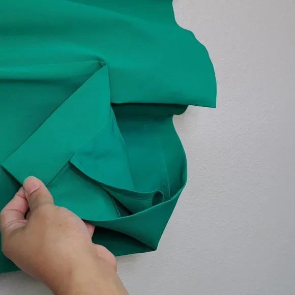 Shoshanna Belted Dress Women’s Sz 2 Green Emerald Pockets Boat Neck Lining Zip