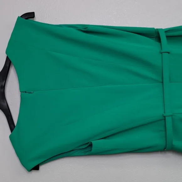 Shoshanna Belted Dress Women’s Sz 2 Green Emerald Pockets Boat Neck Lining Zip