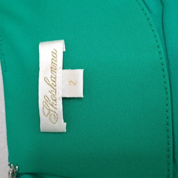 Shoshanna Belted Dress Women’s Sz 2 Green Emerald Pockets Boat Neck Lining Zip
