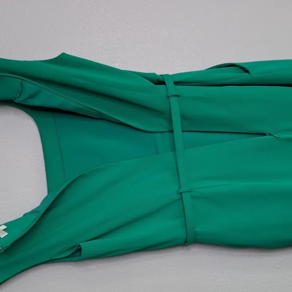 Shoshanna Belted Dress Women’s Sz 2 Green Emerald Pockets Boat Neck Lining Zip