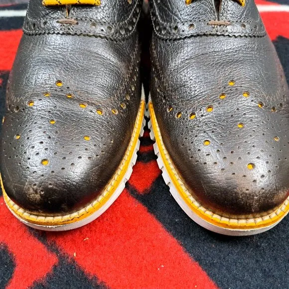 Size 9.5M Cole Haan Zerogrand Wingtip Oxford Birnstein/Yellow Shoes Men