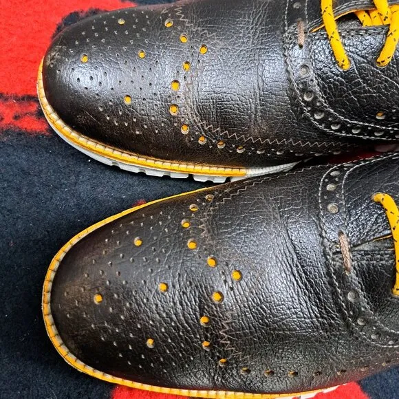 Size 9.5M Cole Haan Zerogrand Wingtip Oxford Birnstein/Yellow Shoes Men