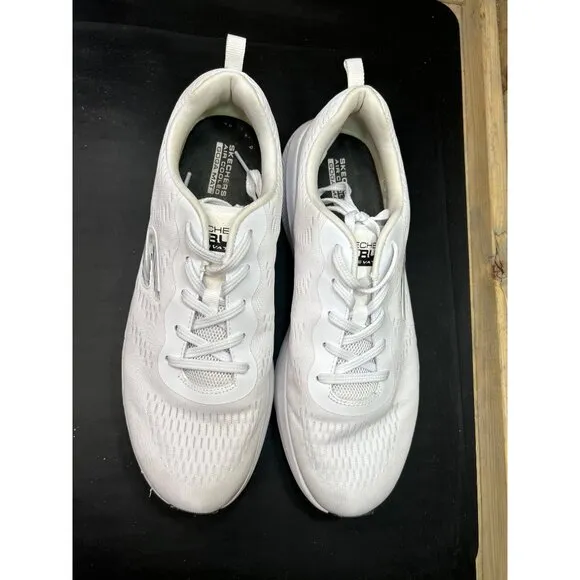 Skechers GOrun White Athletic Running Shoes Size 9.5 Lightweight Breathable Comf