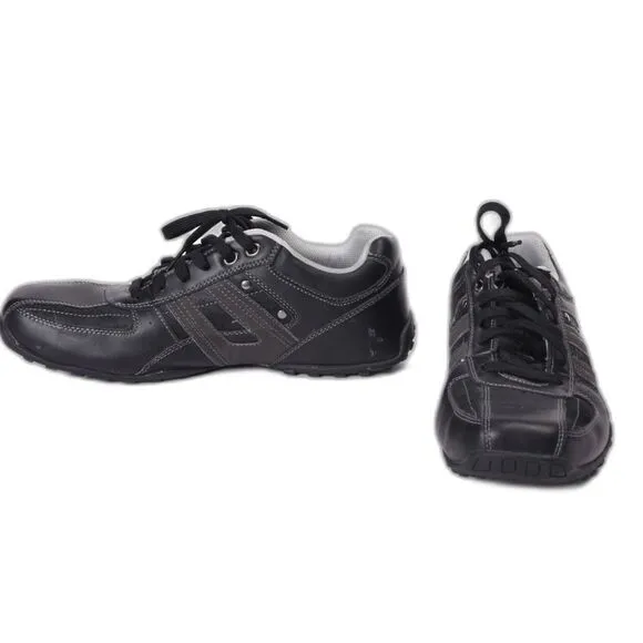 Skechers Men's Black Leather Oxford Relaxed Step Shoes Size US 10.5