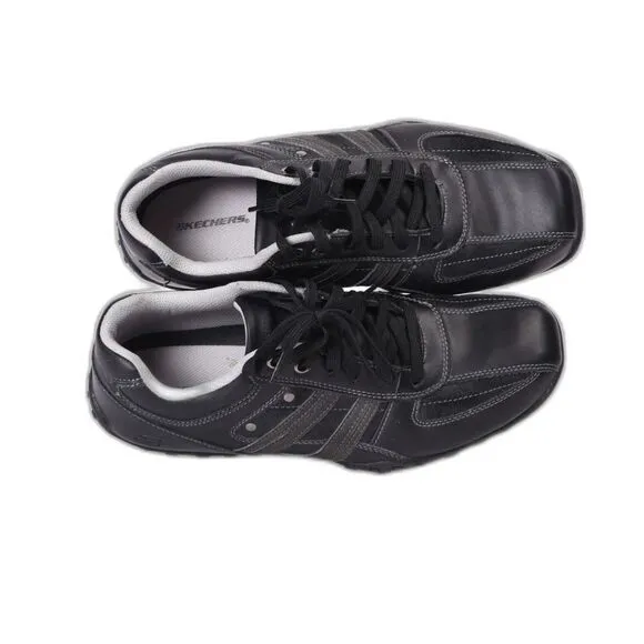 Skechers Men's Black Leather Oxford Relaxed Step Shoes Size US 10.5