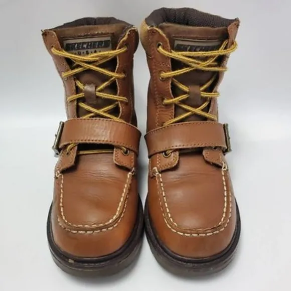 Skechers SKX Kids Adventure Brown Leather Lace Up Boots Size 1.5