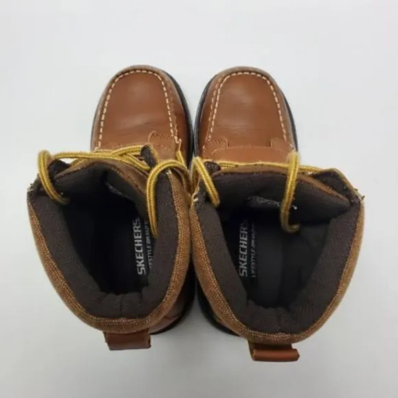 Skechers SKX Kids Adventure Brown Leather Lace Up Boots Size 1.5