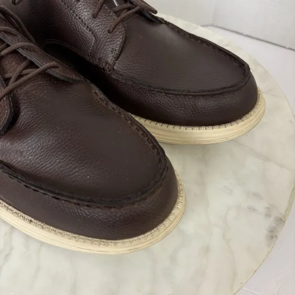 Sketchers Men's 12 Brown Leather Shoes Casual Career Office Comfort Lightweight