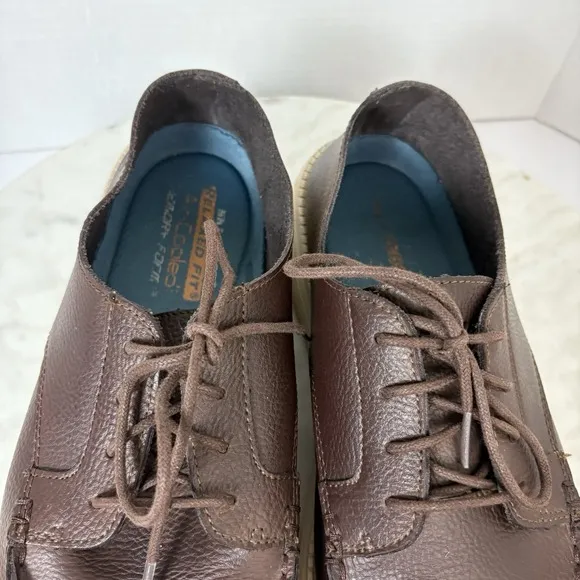 Sketchers Men's 12 Brown Leather Shoes Casual Career Office Comfort Lightweight