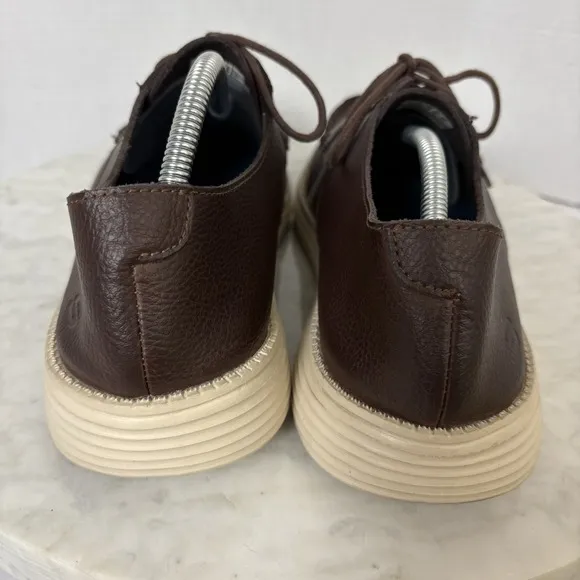 Sketchers Men's 12 Brown Leather Shoes Casual Career Office Comfort Lightweight