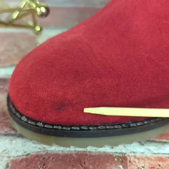 Sketchers SKCH   3 Short Red Suede Wedge Ankle Boot Booties Women's 5.5