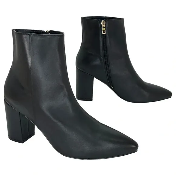 SMASH Shoes Chiku Black Faux Leather Womens Ankle Boots Size 10M