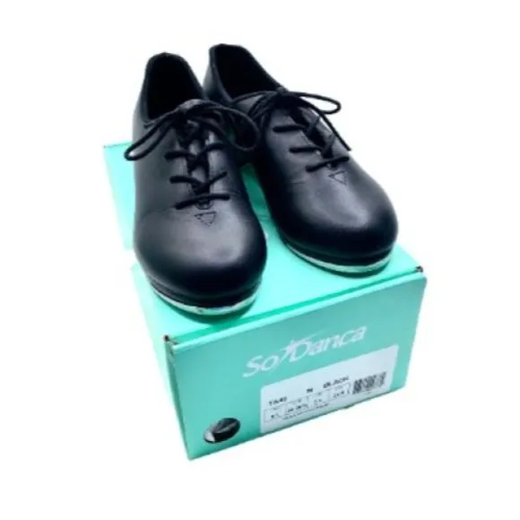 So Danca Zuri Black Oxford Tap Shoes Size 5 Extra Hard Box Dance Leather TA42