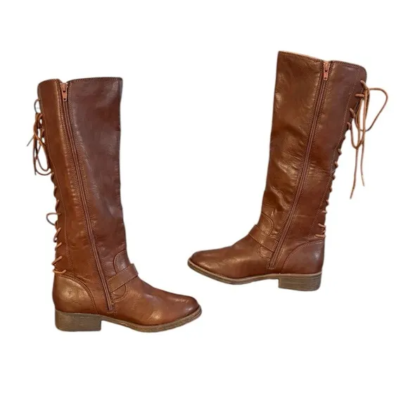 Sofft Brown Lace Up Boots adjustable calf Women’s Size 7.5 M