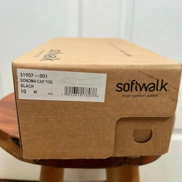 Softwalk Sonoma Women's Black Ballet Flats Size 10W Cushioned Footbed