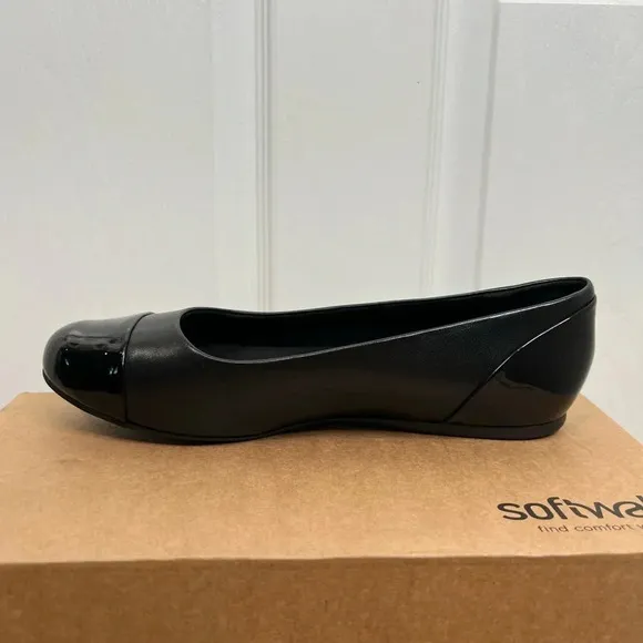 Softwalk Sonoma Women's Black Ballet Flats Size 10W Cushioned Footbed