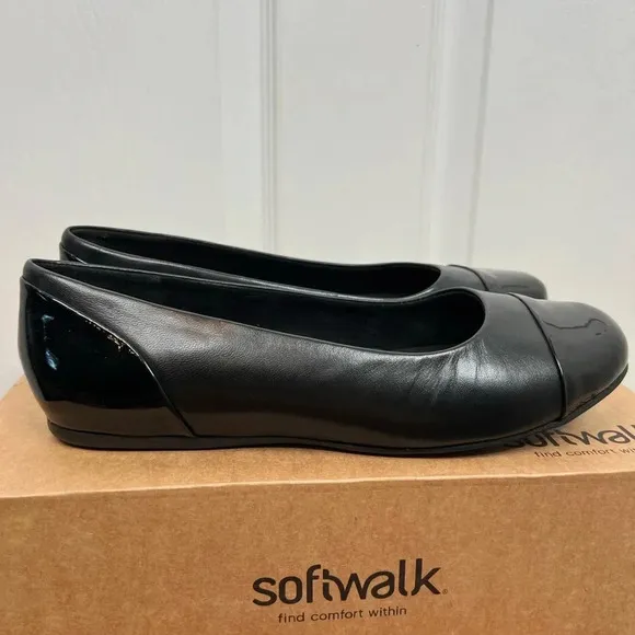Softwalk Sonoma Women's Black Ballet Flats Size 10W Cushioned Footbed