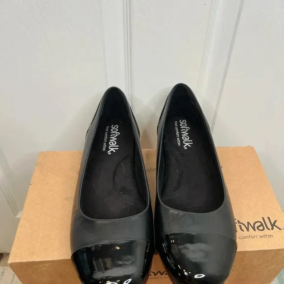 Softwalk Sonoma Women's Black Ballet Flats Size 10W Cushioned Footbed