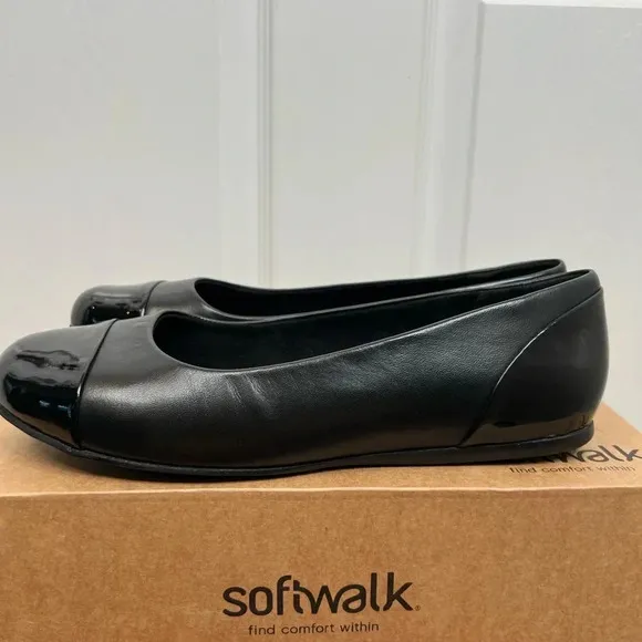 Softwalk Sonoma Women's Black Ballet Flats Size 10W Cushioned Footbed