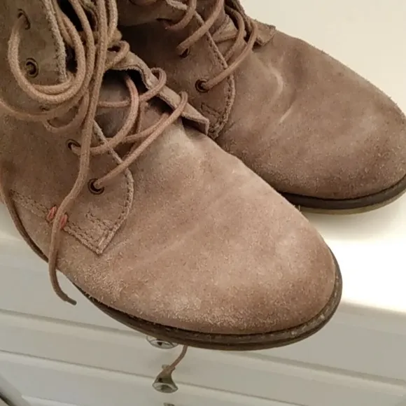S.Oliver Lace up Destressed Ankle Combat Boots German Made Booties Sz 39