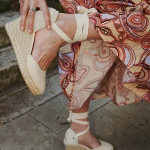 Soludos Marseille Espadrille Wedges Ivory Shoe Size 10